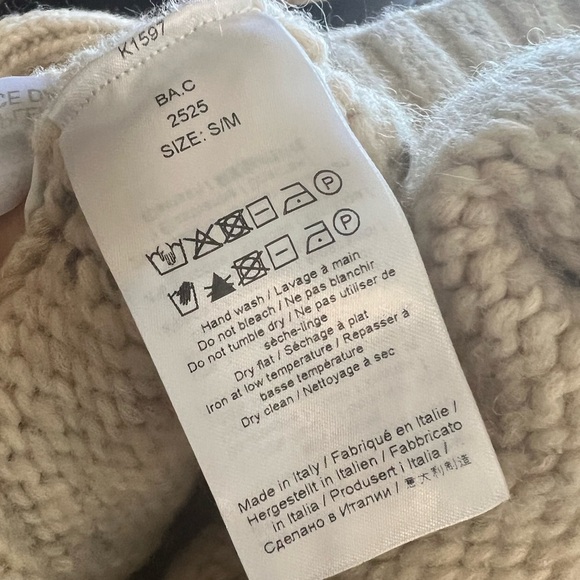 GANNI Beige Ivory Speckled Cable Knit Scarf Sweater Size S/M - Picture 12 of 13